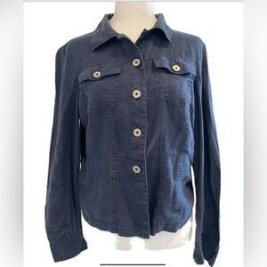 BLU9 Classic Blue Linen Button-Up Shirt/ Jacket